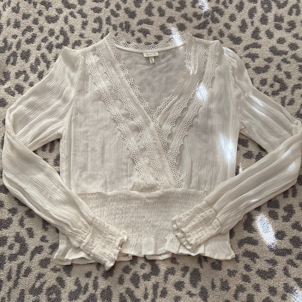 Selfie white sheer blouse size small
